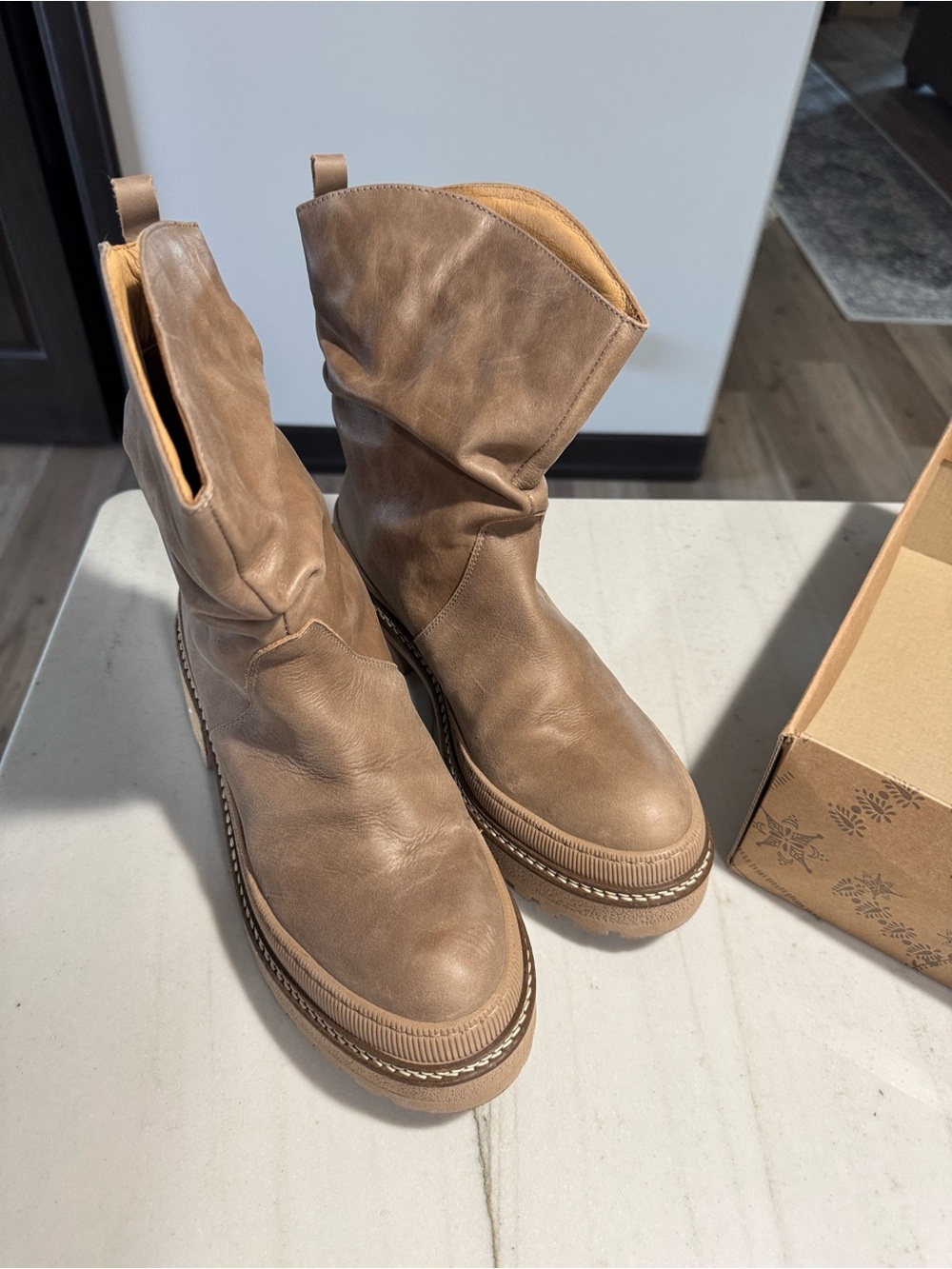 Free People Tan Slouch boot